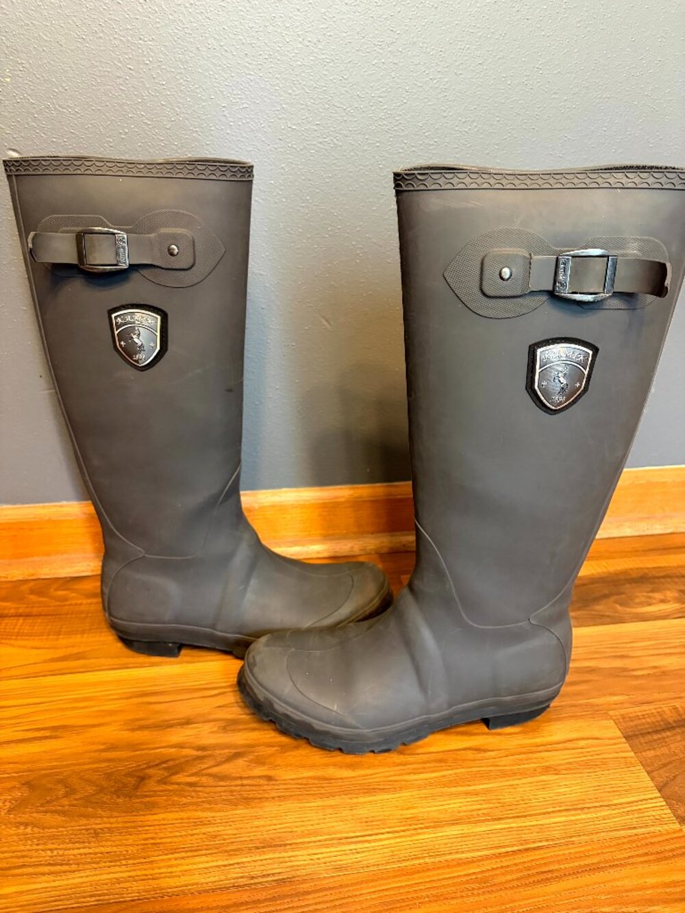 Kamik Womens Jennifer Rain Boots Charcoal Grey Rubber Tall Knee High Size 8